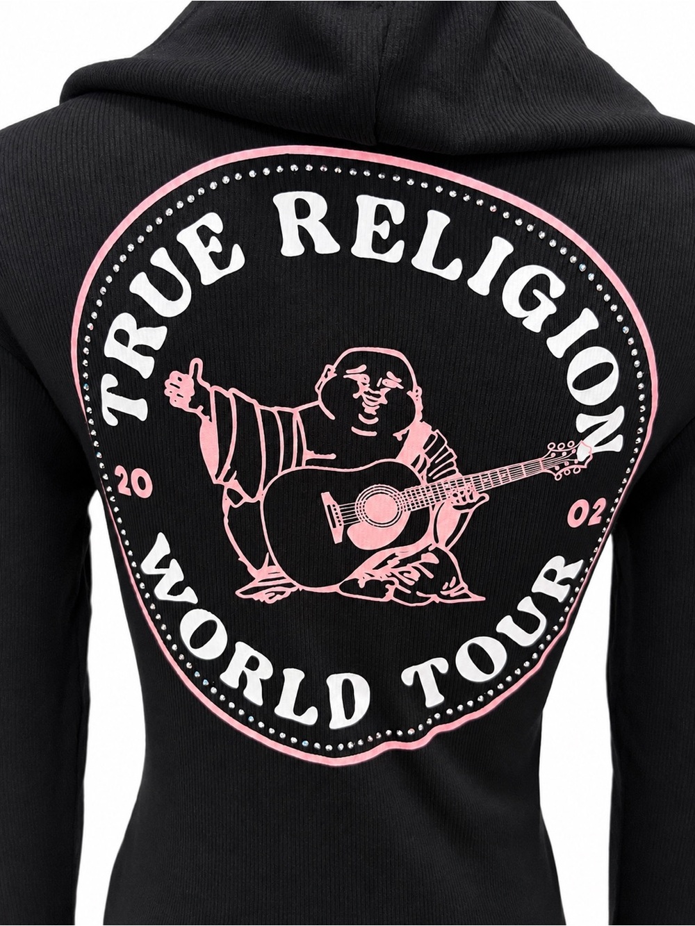True Religion World Tour Hooded Henley Black Small NWT - Picture 5 of 8
